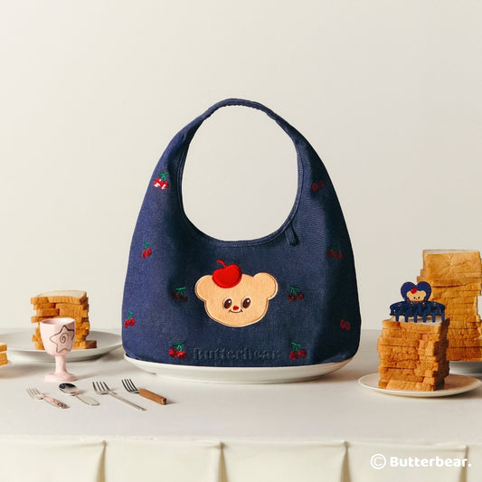 Denim Cherry Shoulder Bag