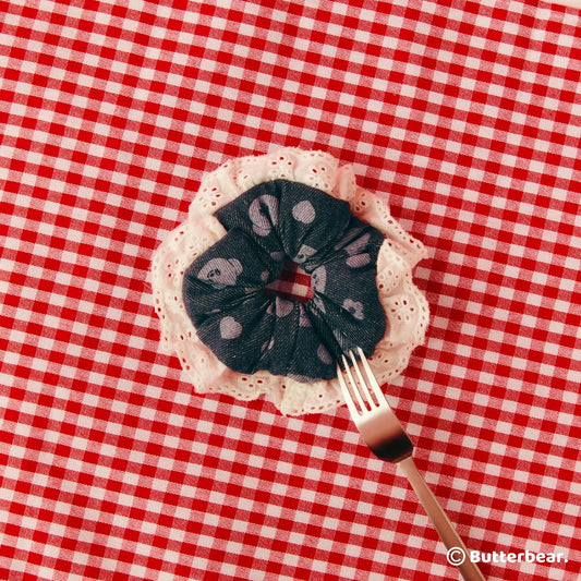 Denim Ruffle Scrunchie