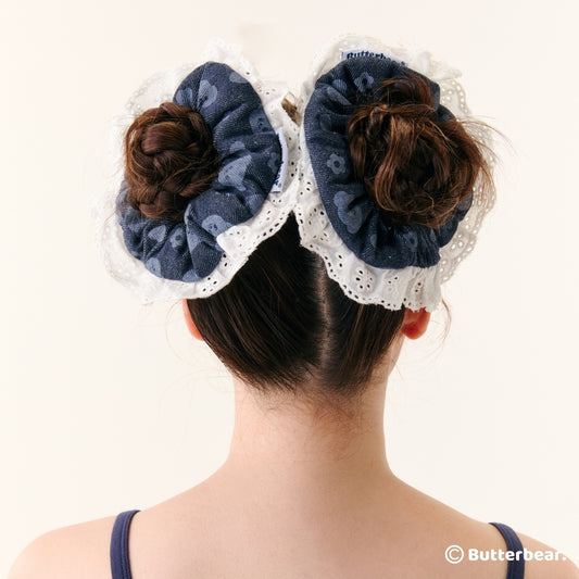 Denim Ruffle Scrunchie