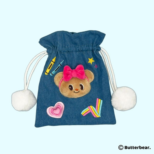 Denim Drawstring Bag